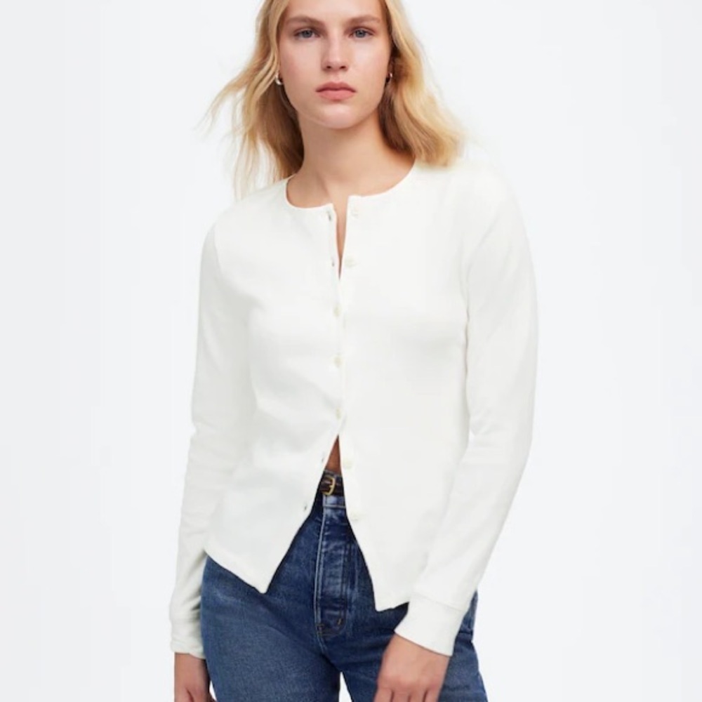MADEWELL Ribbed Button-Front Cardigan Sweater Size XXS
